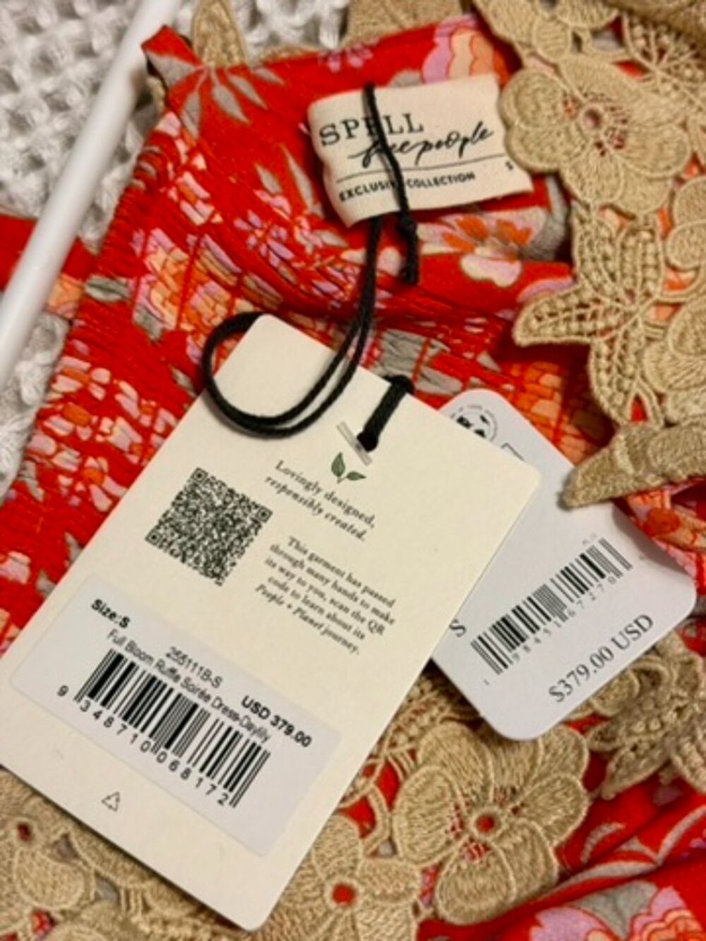 Free People x SPELL Full Bloom Ruffle Soirée Dress Daylily NWT Small Rare - Picture 4 of 16